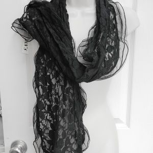 Black Lace Shawl Scarf NWT